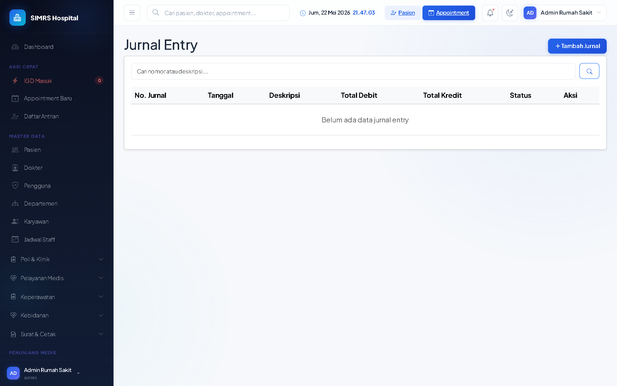 Tampilan Akuntansi — Chart of Accounts & Jurnal Double-Entry