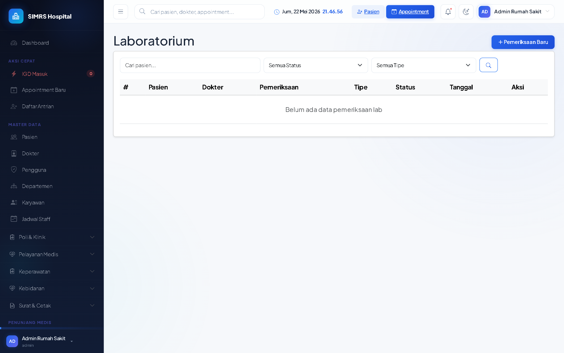 Tampilan Laboratorium — Order, Sampel, Hasil dalam Satu Alur