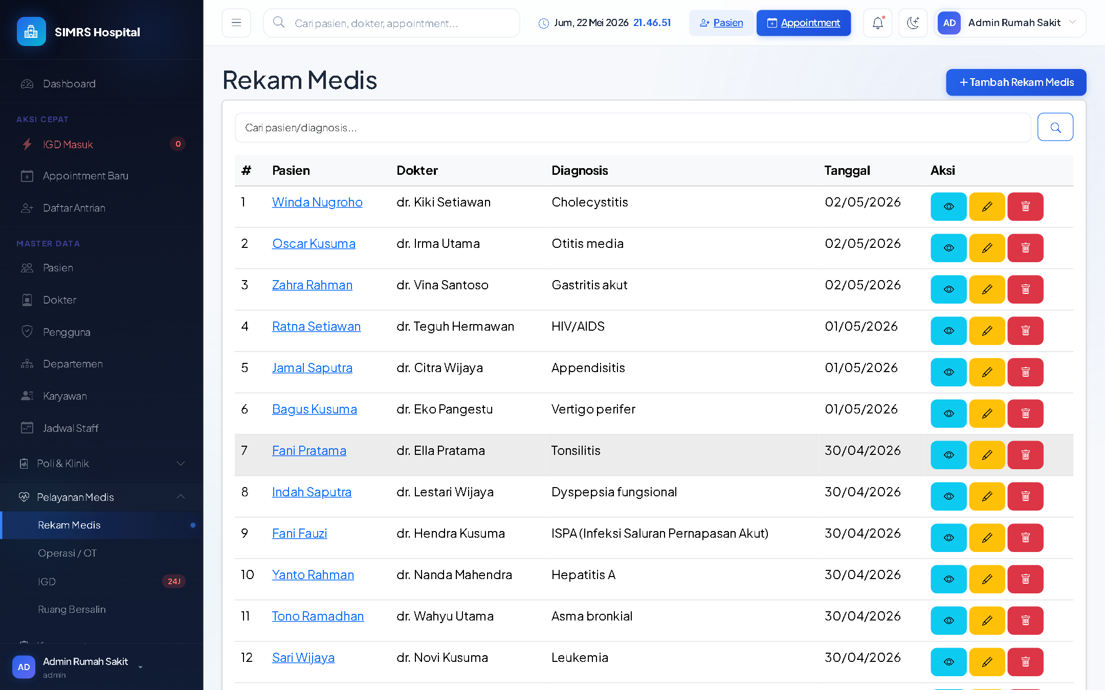 Tampilan Rekam Medis Digital — Aman, Terstruktur, Bisa Dicari